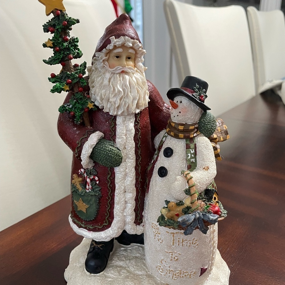 Raz Imports Deb Strain Figurine ( Time to share. Santa with snow man